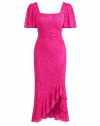 Girl In Mind - Heidi Lace Ruched Midi Dress - Lyst