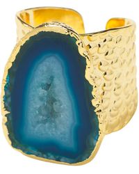 YAA YAA LONDON Ocean Blue Mega Gemstone Gold Statement Ring