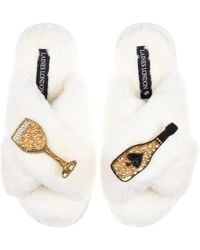 Laines London - Neutrals Classic Laines Slippers With Ace Of Champagne Brooches Cream - Lyst
