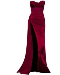 Angelika Jozefczyk - ' Napoli Corset High Slit Gown Burgundy - Lyst