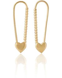Spero London - Heart Beaded Safety Pin Sterling Earring - Lyst