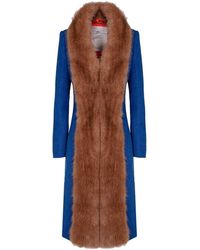 The Extreme Collection - Sapphire Faux Fur Structured Long Coat - Lyst