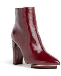 Beautiisoles by Robyn Shreiber Made in Italy - Tessa Burgundy Shiny Patent Leather Work Or Day Platfrom Chunky Heel Ankle Bootie - Lyst