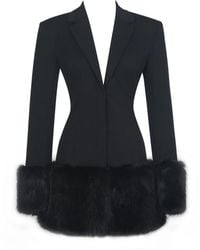 Miss Circle New York - Wenona Fur Trimmed V-Neck Mini Blazer Dress - Lyst