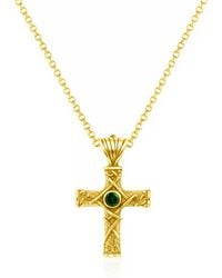 Unaloe - Harmony Cross Necklace With Emerald - Lyst