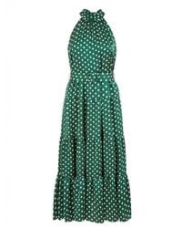 Yumi' - Spot Print Halter Midi Dress With Matching Belt - Lyst