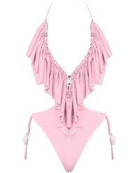 ANTONINIAS - Hortenzis Ruffled One-Piece Swimsuit With Adjustable Zip - Lyst
