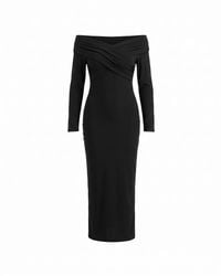 Tantra Spain Sl - Long Fitted Dress With Long Sleeves, V-Neck And Draped Detail On The Chest - Lyst