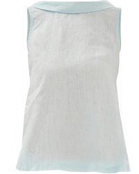 Haris Cotton - Boat Neckline Sleeveless Linen Top With Deep V Back - Lyst