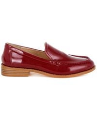 Rag & Co - Corleone Pleather Stacked Heel Loafers Burgundy - Lyst