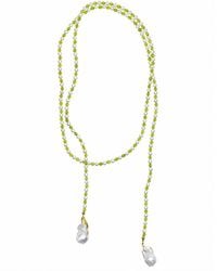 Farra - Pearl And Agate With Baroque Pearl Drops Open Ended Long Necklace - Lyst