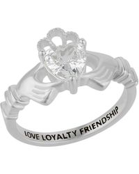 Spero London - Sterling Clear Claddagh Ring - Lyst