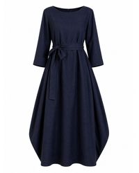 Nikka Place - Maxi Linen Kaftan Dress With Tie And Bracelet Sleeves - Lyst