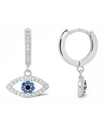 Kylie Harper - Dangling Evil Eye Hoop Earrings - Lyst