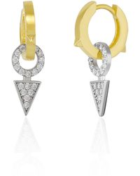 Spero London - Triangle Diamond Style Pave Hoop Sterling Earring - Lyst