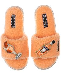 Laines London - Teddy Towelling Slipper Sliders With Artisan Summer Spritz Brooches - Lyst