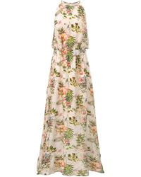 Oh!Zuza - Neutrals Maxi Cupro & Modal Dress – Botanical Print - Lyst