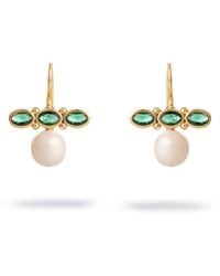 Ebru Jewelry - Royal Emerald Pearl Drop Earrings - Lyst