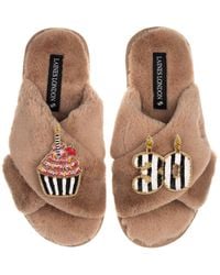 Laines London - Classic Laines Slippers With Stripe 30Th Birthday & Cake Brooches - Lyst