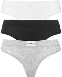 Nudea - Neutrals Cotton Modal Dipped Thong 3 Pack - Lyst