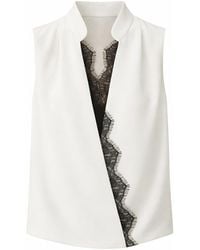 Exquise - Neutrals Regular Lace Trim Sleeveless Brenda Blouse - Lyst