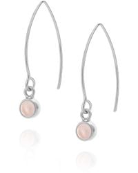 Nellou Jewellery - Rose Quartz Gem Dot Arc Earrings - Lyst