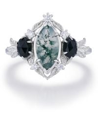 Azura Jewelry New York - Noctis Moss Agate Onyx Ring Vermeil - Lyst