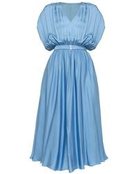 Nissa - Belted Viscose Midi Dress Baby - Lyst