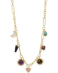 Lila Rasa - Multi Stones Paper Link Choker Necklace - Lyst