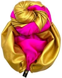 Julia Clancey - Edith Pleather & Pink Silk Ritzy Reversible Turban - Lyst