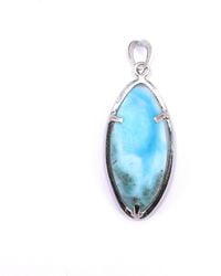 Mineralgems•Studio - Larimar Navette Pendant With Sterling Chain - Lyst