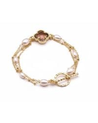 Angel Barocco - Two Layers Pearl & Crystal Bracelet - Lyst