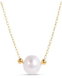 Amadeus - Laura Gold Chain Necklace With White Pearl - Lyst