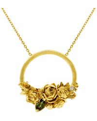 Lee Renee - Rose Halo Diamond & Tourmaline Necklace – - Lyst