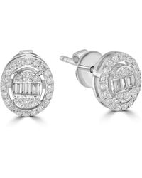 Artisan - Diamond Double Halo Cluster Stud Earrings - Lyst