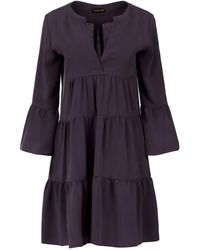 Conquista - Anthracite Tencel Gathered Seams Dress - Lyst