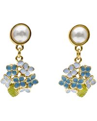 Farra - Flower Dangle With Pearls Stud Earrings - Lyst