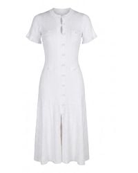 Modenaire - Textured Knit Dress Refined Button Front - Lyst