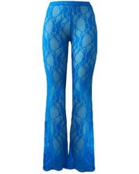 Elsie & Fred - Pammy Lee Azure Low Rise Lace Bootcut Trouser Pants - Lyst