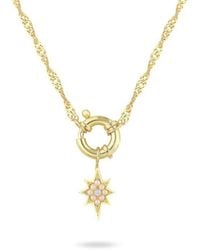 LINYA JEWELLERY - Pole Star Locked Pearl Chain Necklace - Lyst