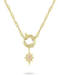 LINYA JEWELLERY - Pole Star Locked Pearl Chain Necklace - Lyst