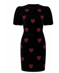 Rose & Nancy - Rosheen Velevt Hand Embellished Heart Mini Dress - Lyst