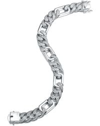 Genevive Jewelry - Belleville Chunky Triple Chain Silver Cz Statement Bracelet - Lyst