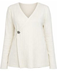 Nuvv Collection - Ivory Ribbed Wrap Knit Sweater - Lyst