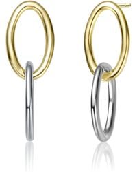 Genevive Jewelry - Rachel Glauber Plated Two Tone Oval Drop Earrings - Lyst