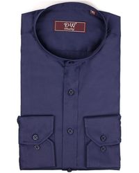 DAVID WEJ - Mandarin Button Cuff Poplin Shirt - Lyst