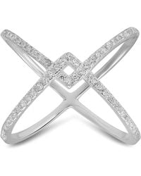 Kylie Harper - Sterling Zig-Zag Crossover Diamond Cz Ring - Lyst