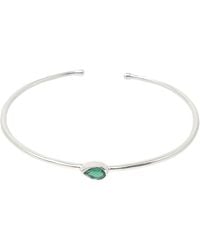 Harfi - Minimalist Sterling Emerald May Birthstone Bangle Bracelet - Lyst