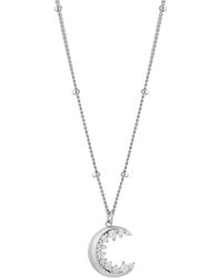 Vanhi - Crescent Moon Crystal Charm Beaded Necklace - Lyst