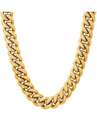 Steeltime - Stainless Steel 18K Plated 14Mm Heavy Miami Cuban Necklace Chain With Box Clasp 24 - Lyst